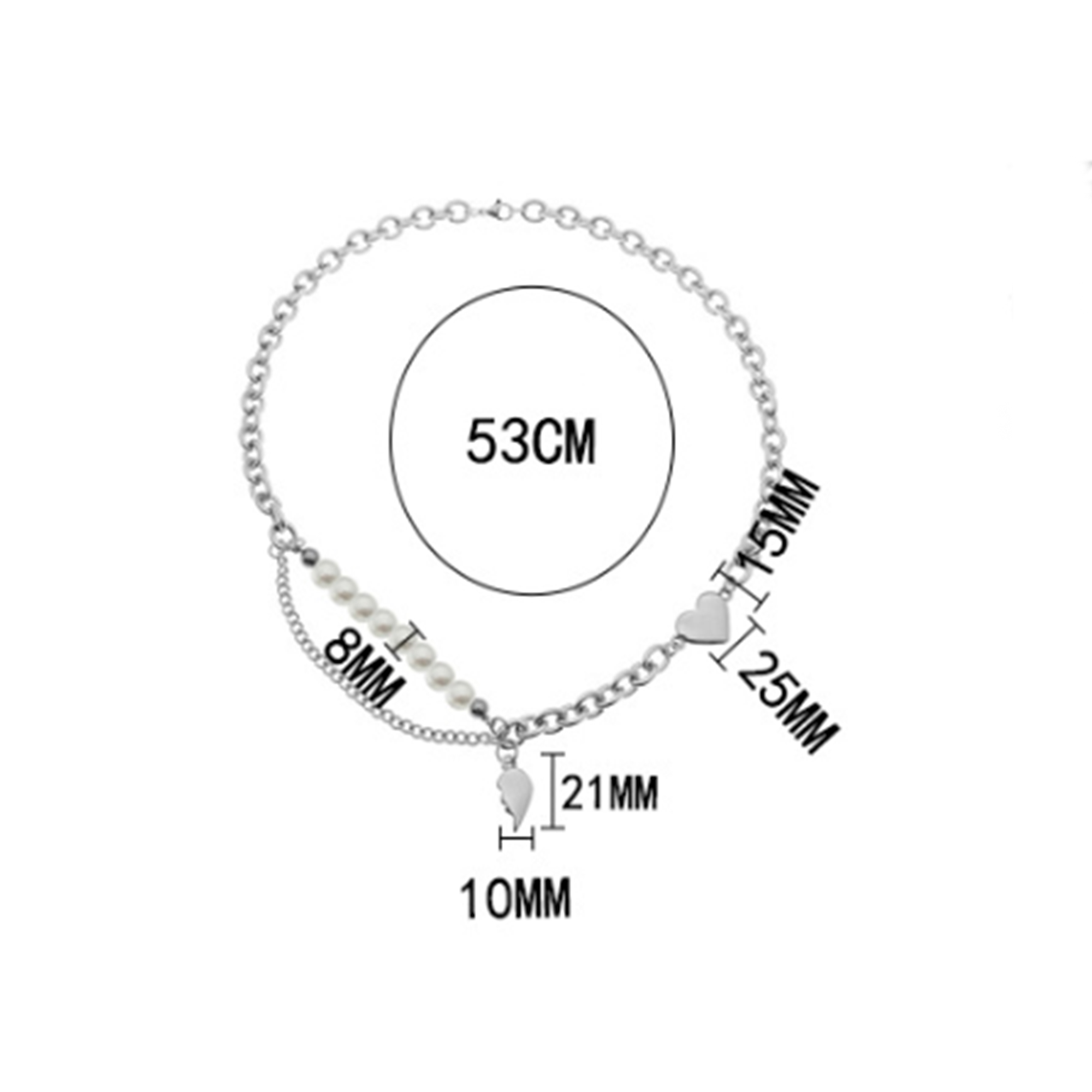 链长53cmx爱心长度25mmx爱心宽度15mmx翅膀长度21mmx翅膀宽度10mm